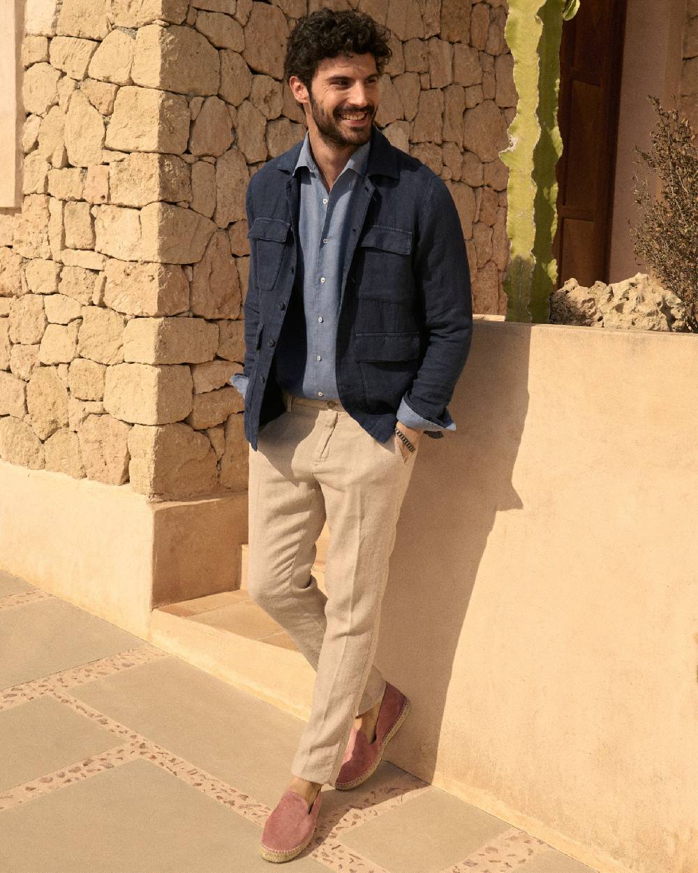 Manebí Woven Linen Milano Trousers - Kaki Beige In Linea
