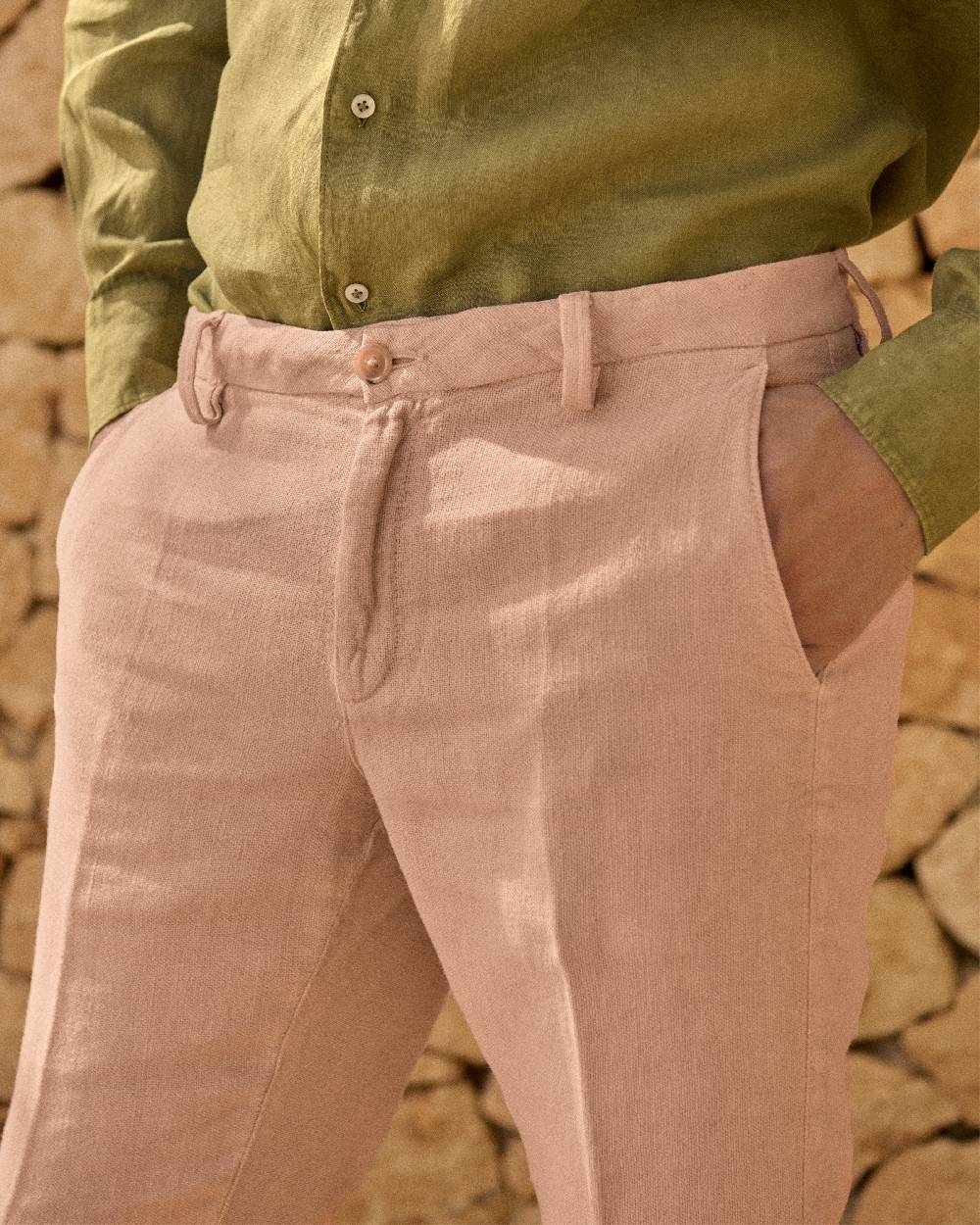 Manebí Woven Linen Milano Trousers - Spanish Villa Promozione