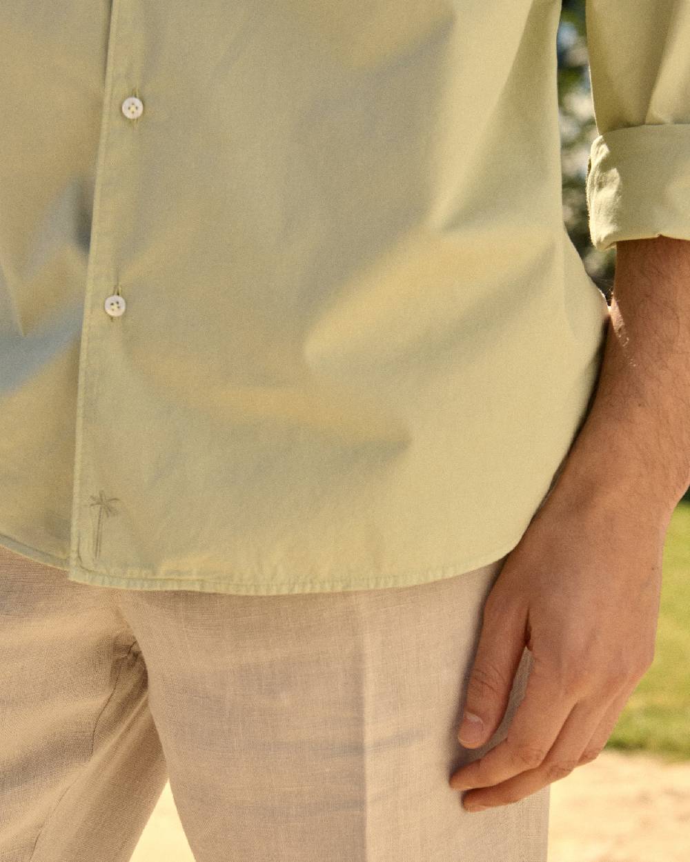 Manebí Poplin Panama Shirt - Light Green Pezzi Unici