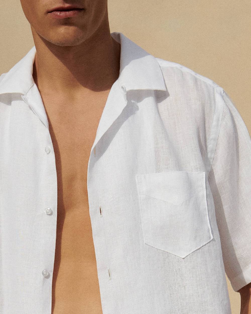 Manebí Havana Bowling Linen Shirt - White Negozi Online