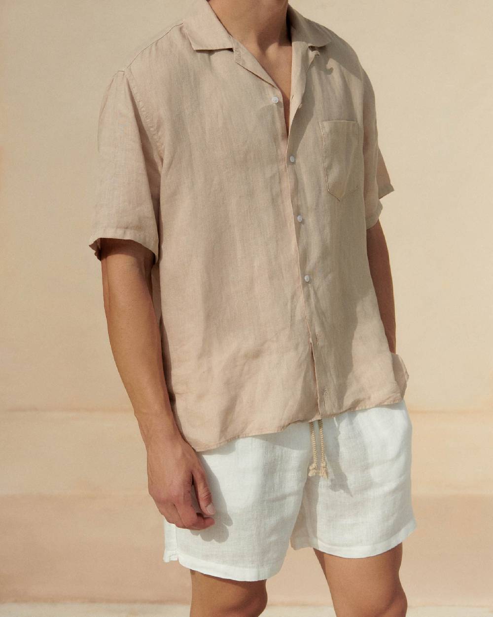 Manebí Washed Linen Malibu Shorts - White Promozione Limitata