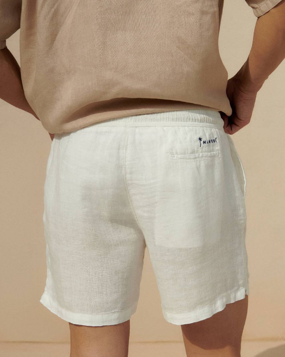 Manebí Washed Linen Malibu Shorts - White Promozione Limitata