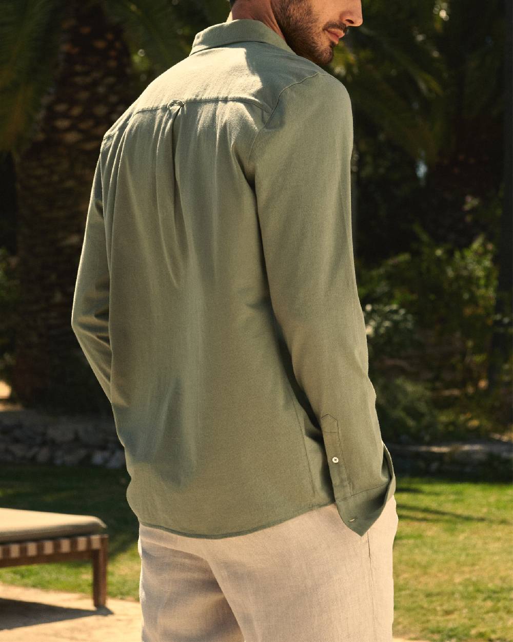 Manebí Organic Cotton Pedro Shirt - Long Sleeve Kaki Green Fino Al -60%