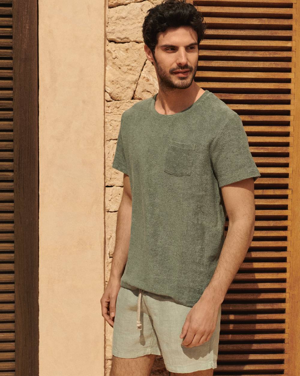 Manebí Terry Cotton Emilio T-Shirt - Made in Portugal Kaki Terry Cotton Shopping Online