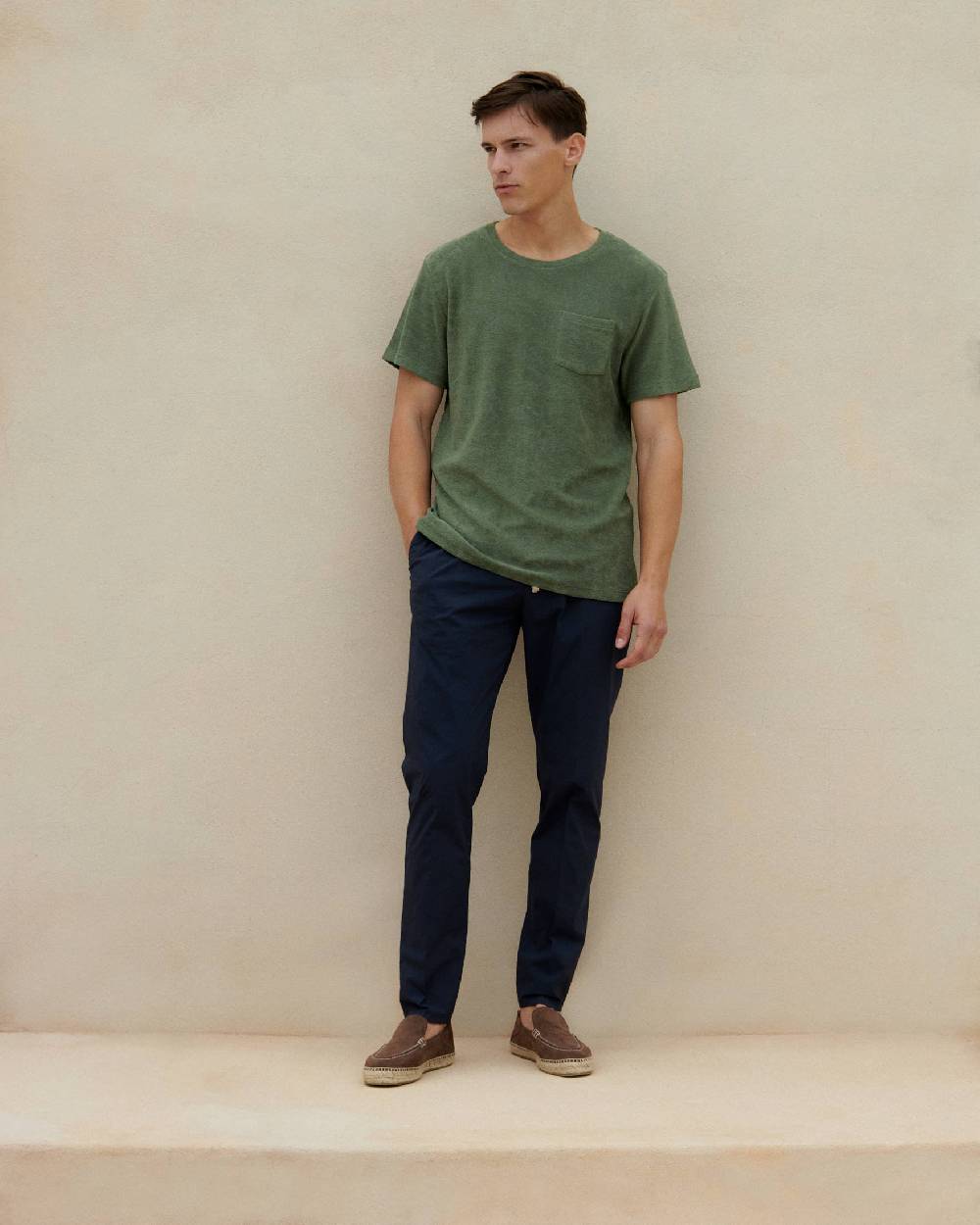 Manebí Terry Cotton Emilio T-Shirt - Made in Portugal Kaki Terry Cotton Shopping Online