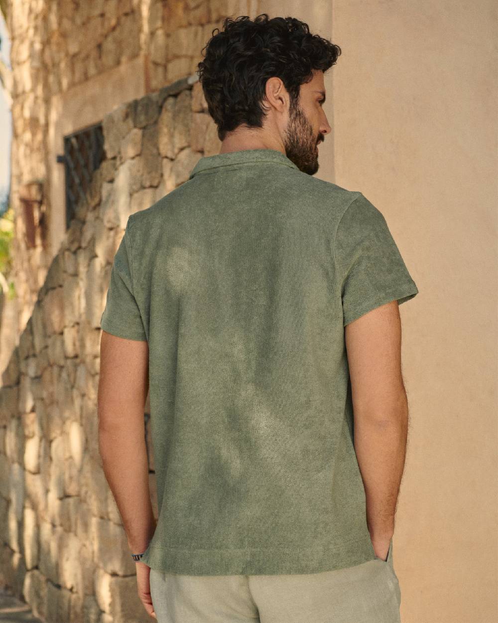 Manebí Terry Cotton Olive Polo Shirt - Made in Portugal Kaki Terry Cotton Affare Del Giorno