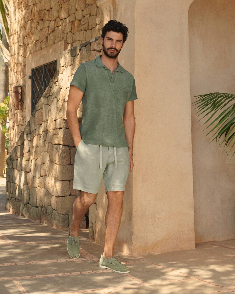 Manebí Terry Cotton Olive Polo Shirt - Made in Portugal Kaki Terry Cotton Affare Del Giorno