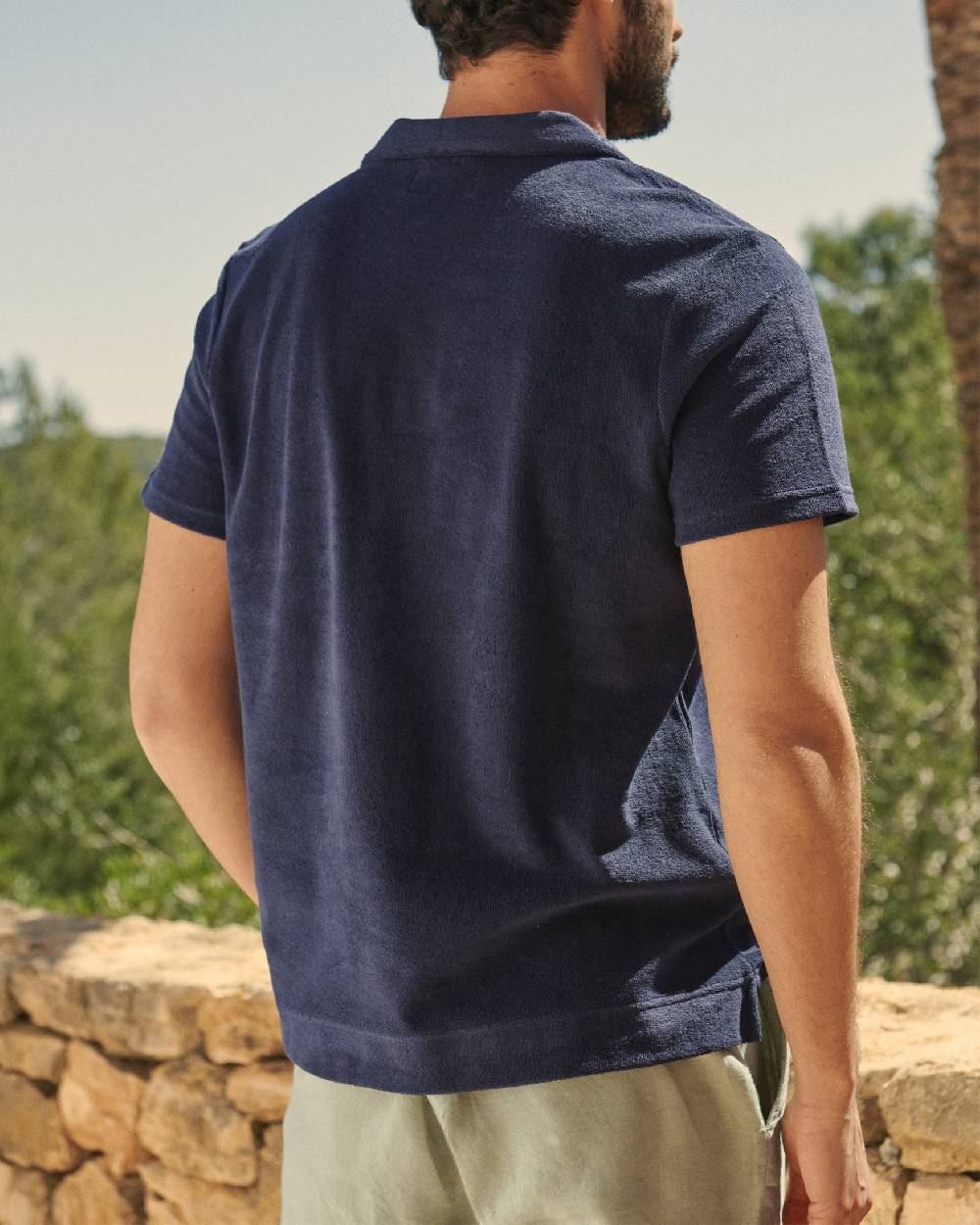 Manebí Organic Terry Cotton Olive Polo Shirt - Navy Prezzo Ridotto