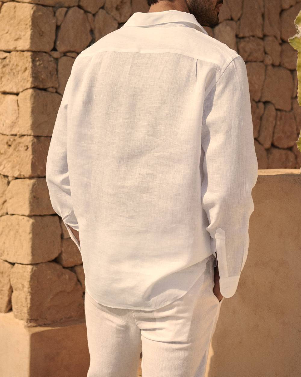 Manebí Linen Nassau Polo Shirt - Embroidered Palm Off White Novità