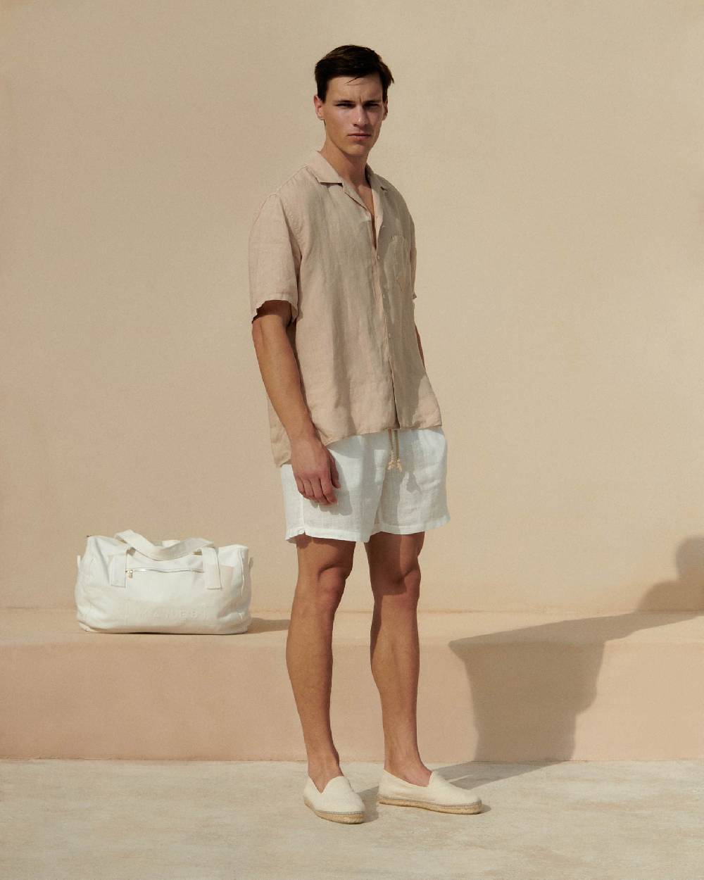 Manebí Washed Linen Havana|Camp-Collar Shirt - Sand Presa