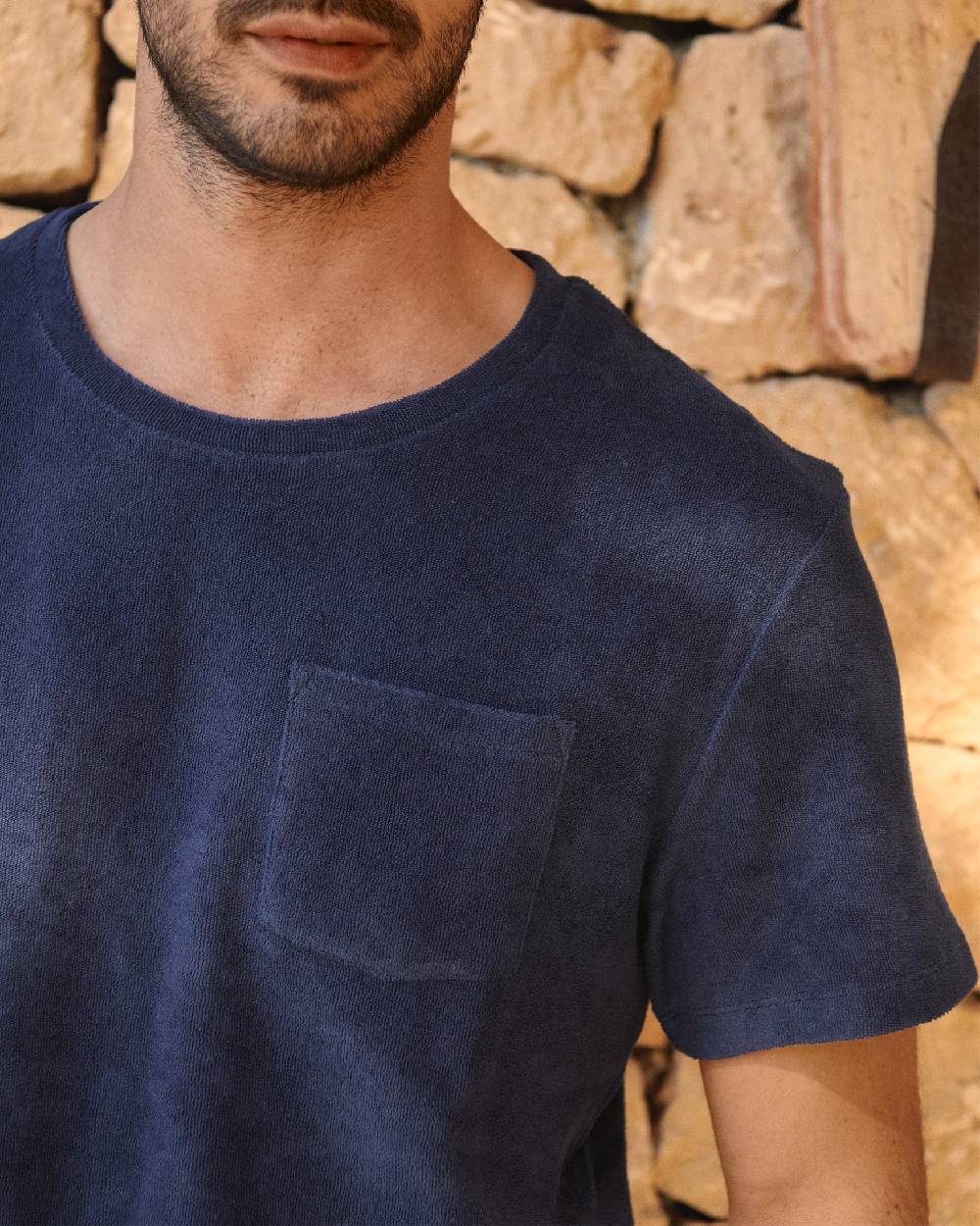 Manebí Organic Terry Cotton Emilio T-Shirt - Navy Offerta