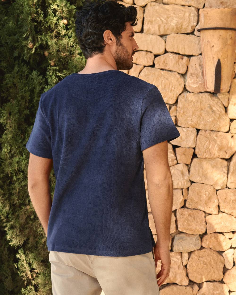 Manebí Organic Terry Cotton Emilio T-Shirt - Navy Offerta