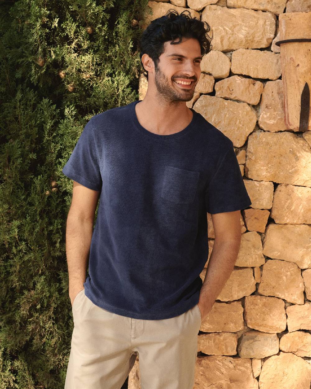 Manebí Organic Terry Cotton Emilio T-Shirt - Navy Offerta
