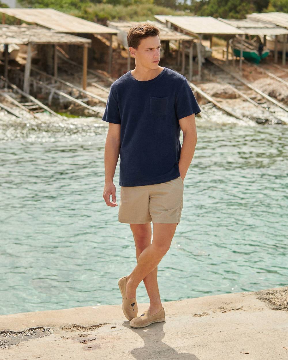 Manebí Organic Terry Cotton Emilio T-Shirt - Navy Offerta
