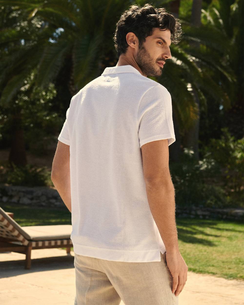 Manebí Organic Terry Cotton Olive Polo Shirt - Short Sleeves White Economico
