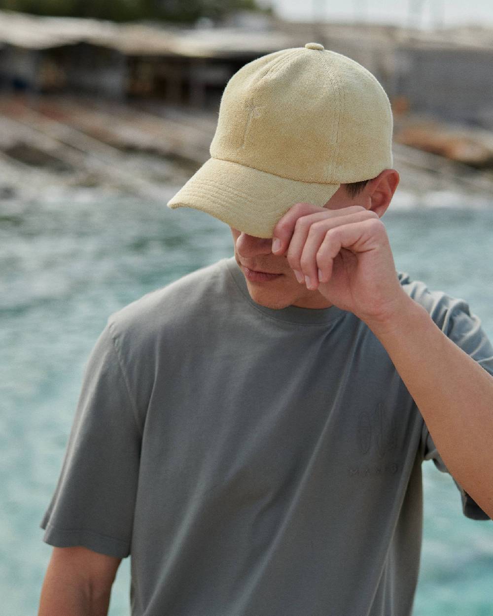 Manebí Organic Terry Cotton Lucca Cap - Embroidered Logo Sand Saldi