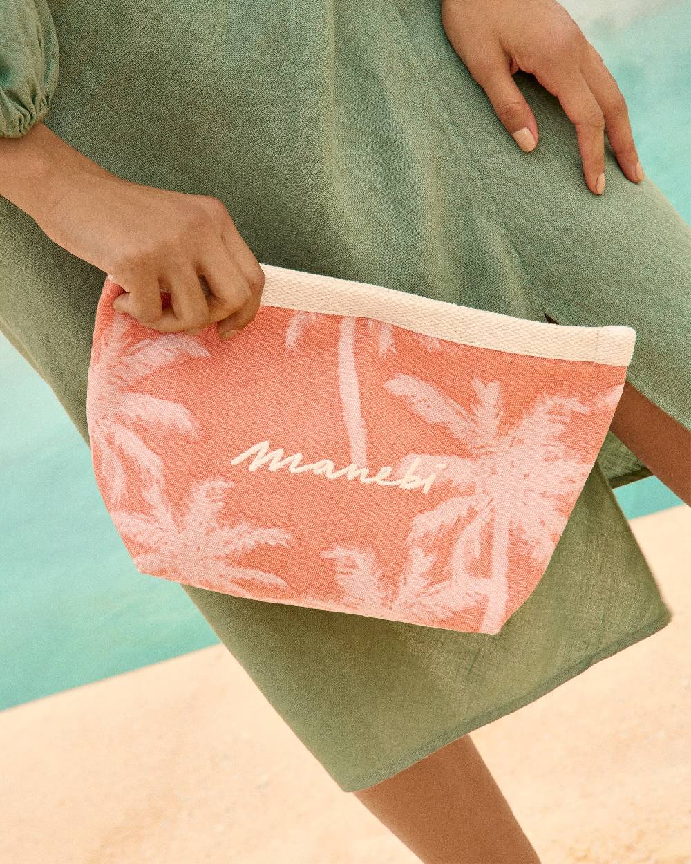 Manebí Canvas Tender2Tote - Sunbaked \u0026 Cream Pink Maxi Palm Nuova