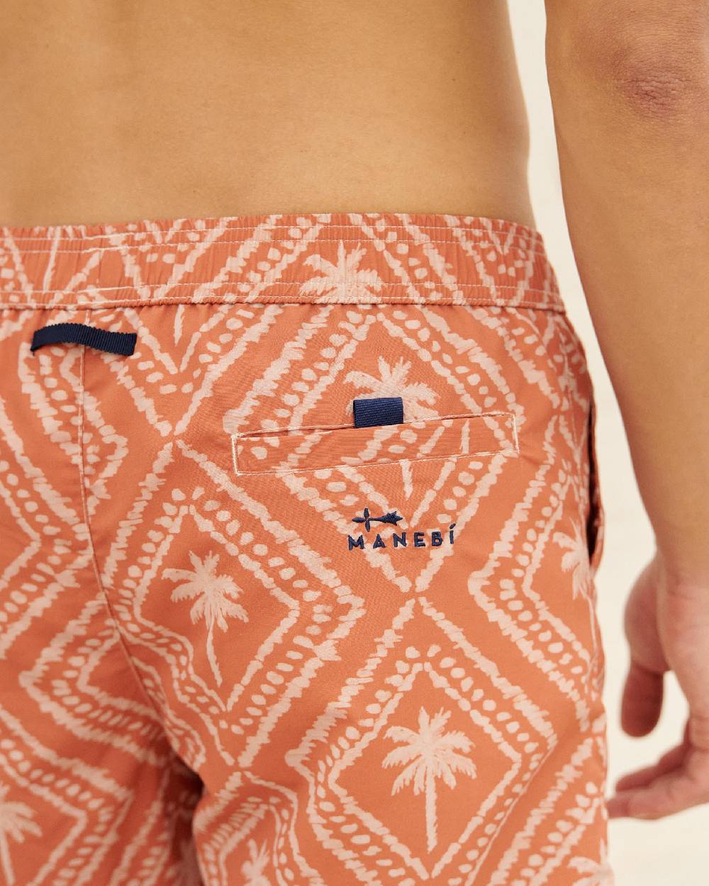 Manebí Printed Swim Shorts - Beige \u0026 Maxi Palm Dusted Rust Promozione