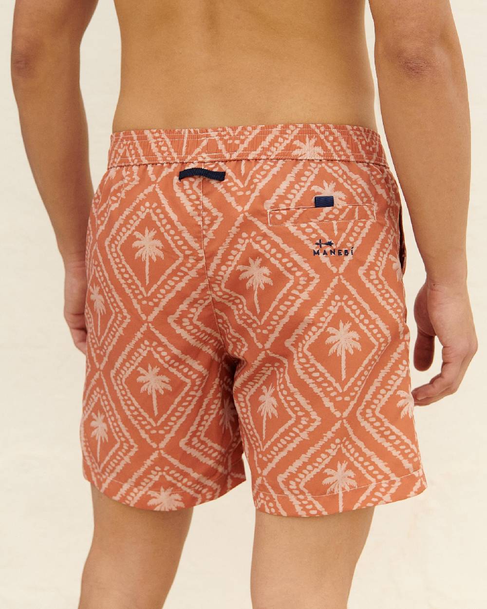 Manebí Printed Swim Shorts - Beige \u0026 Maxi Palm Dusted Rust Promozione