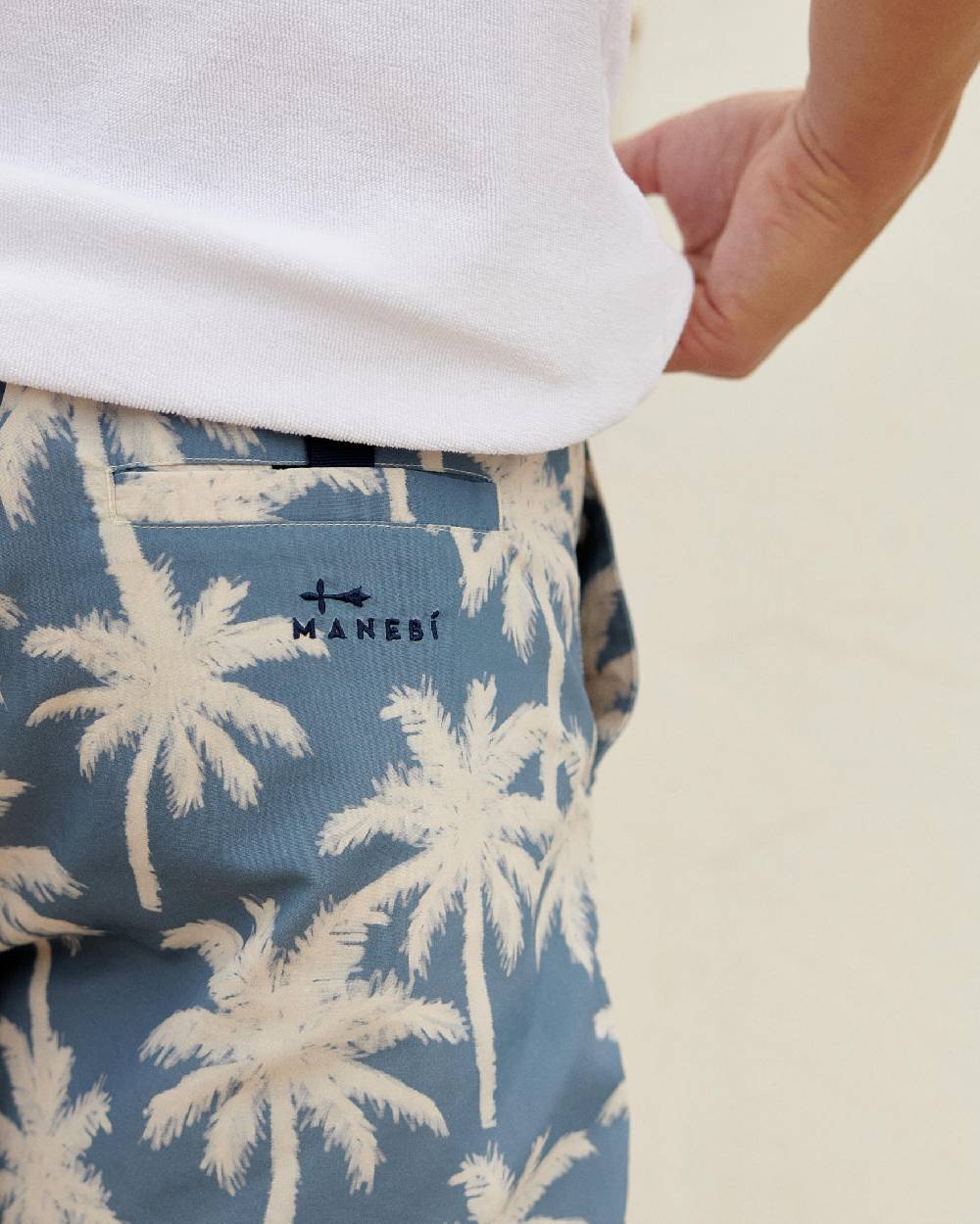 Manebí Printed Swim Shorts Hand Drawn - Gabardine Cotton Indigo Acquista Ora