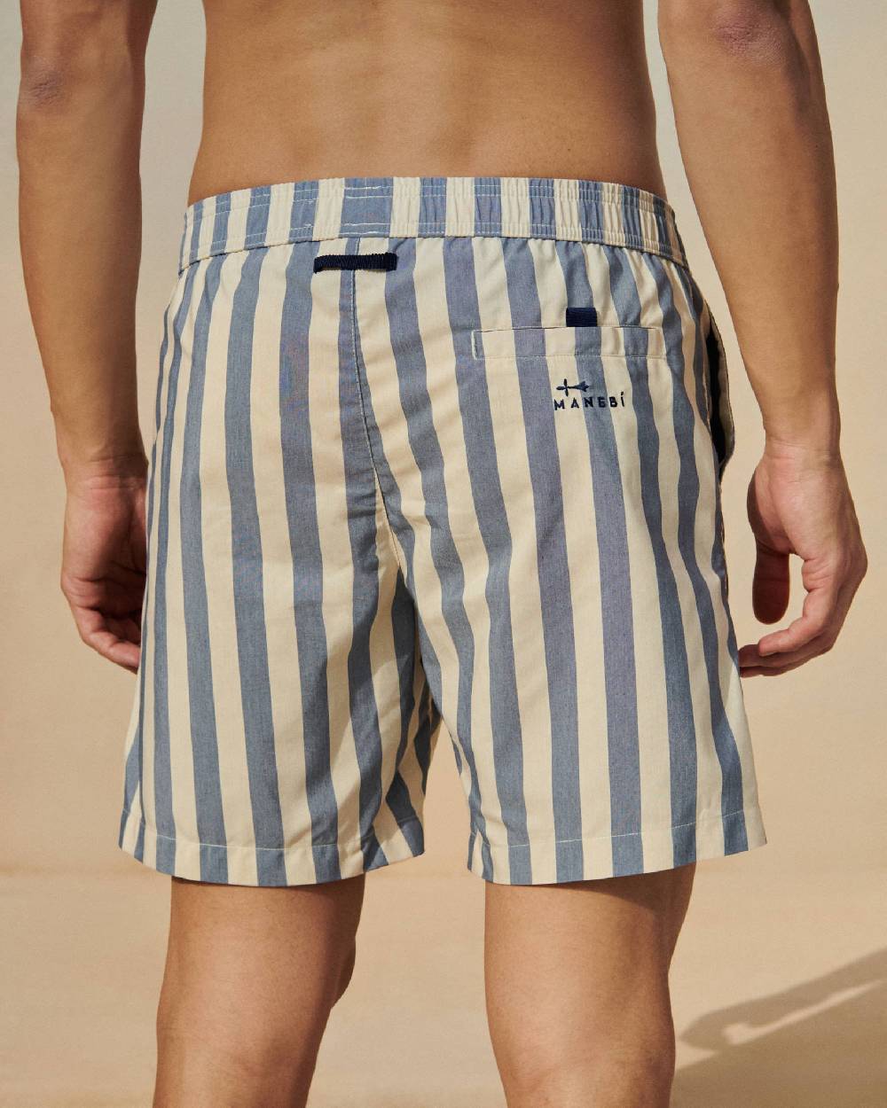 Manebí Printed Macro Stripes Swim Shorts - Navy Blue Macro Stripes Fino Al -60%