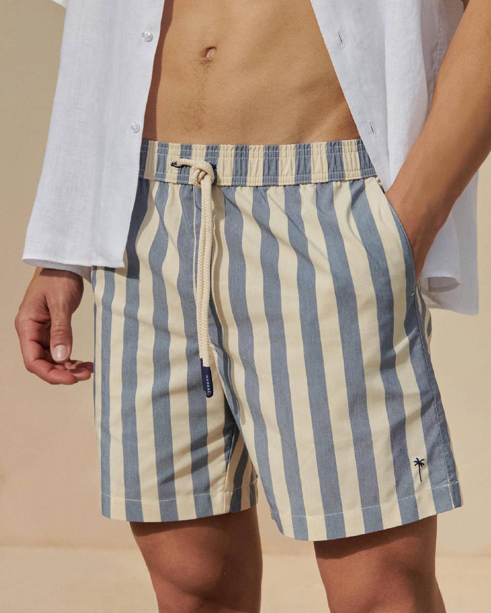 Manebí Printed Macro Stripes Swim Shorts - Navy Blue Macro Stripes Fino Al -60%