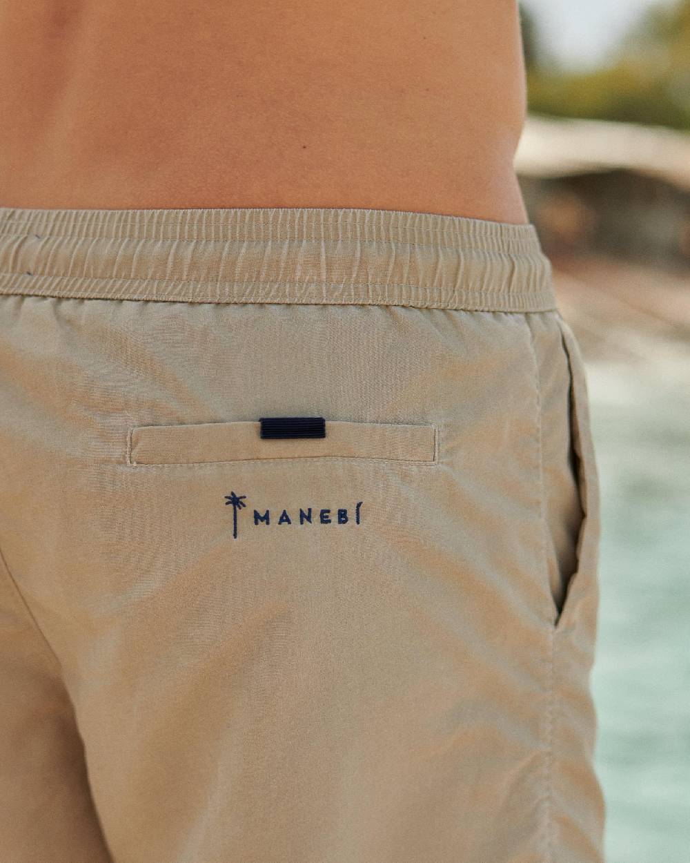 Manebí Solid Color Swim Shorts - Stone Washed Faded Beige Offerta settimanale