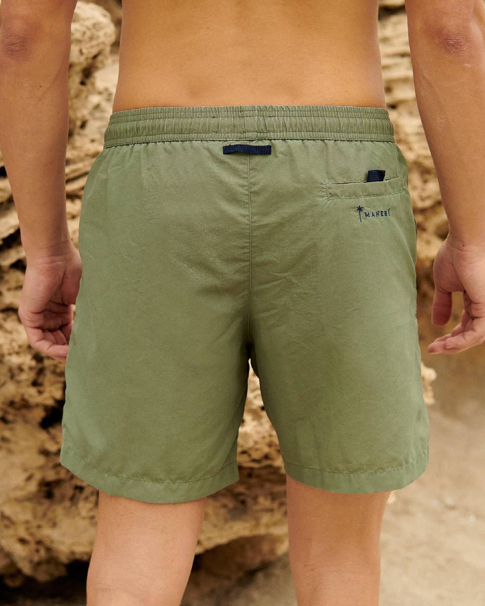 Manebí Solid Color Swim Shorts - Stone Washed Faded Kaki Green Affare Del Giorno