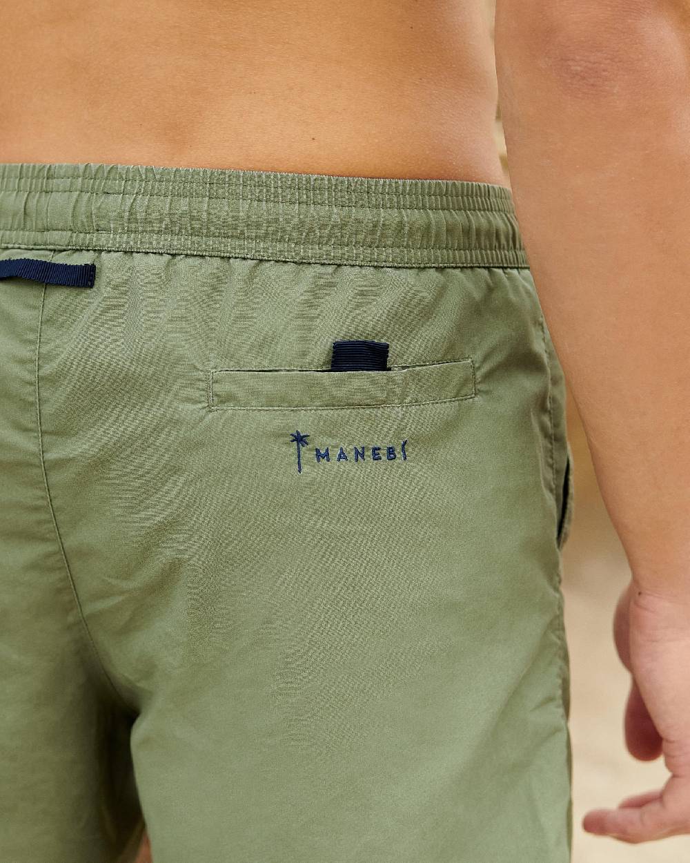 Manebí Solid Color Swim Shorts - Stone Washed Faded Kaki Green Affare Del Giorno