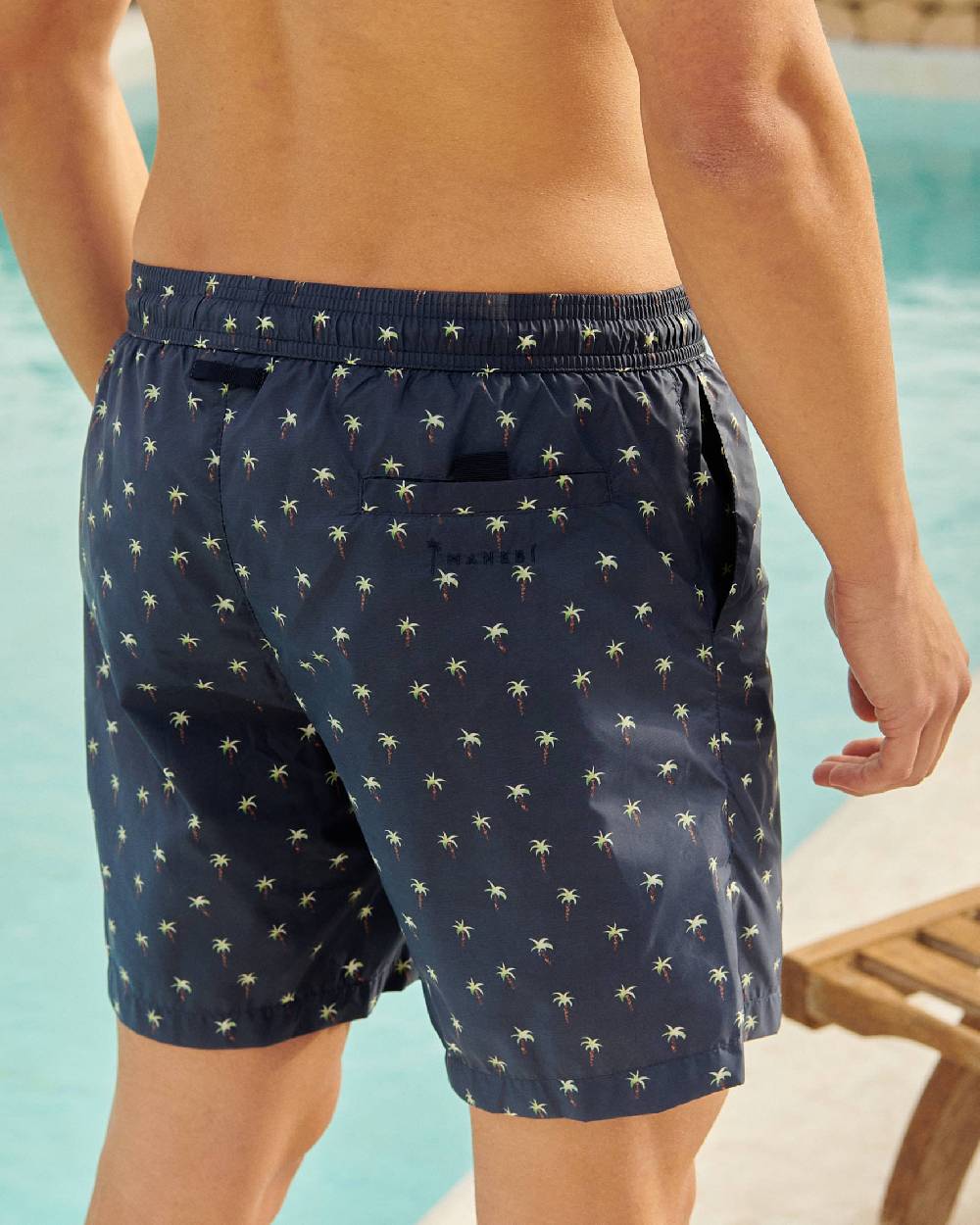 Manebí Printed Palms Swim Shorts - Recycled Ultra Light Blue Palms Watercolors Economico