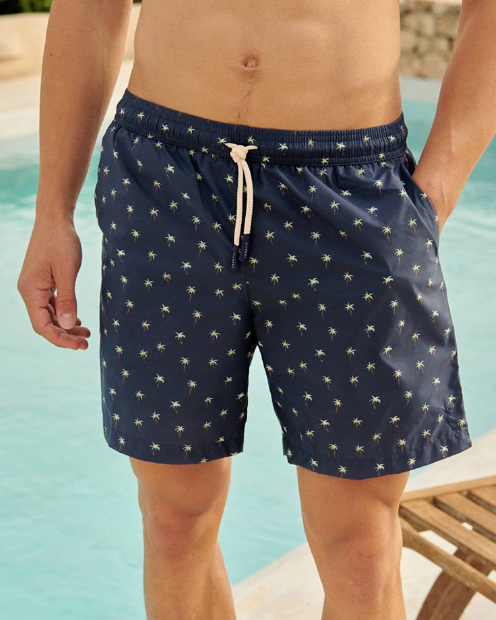 Manebí Printed Palms Swim Shorts - Recycled Ultra Light Blue Palms Watercolors Economico