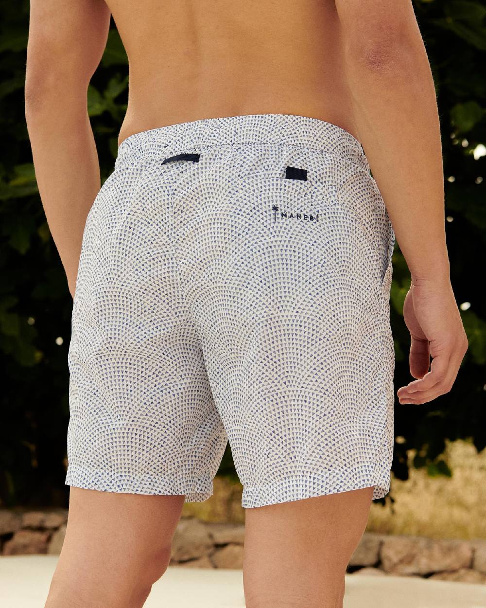 Manebí Printed Radial Triangles Swim Shorts - Recycled Ultra Light White \u0026 Triangles Online