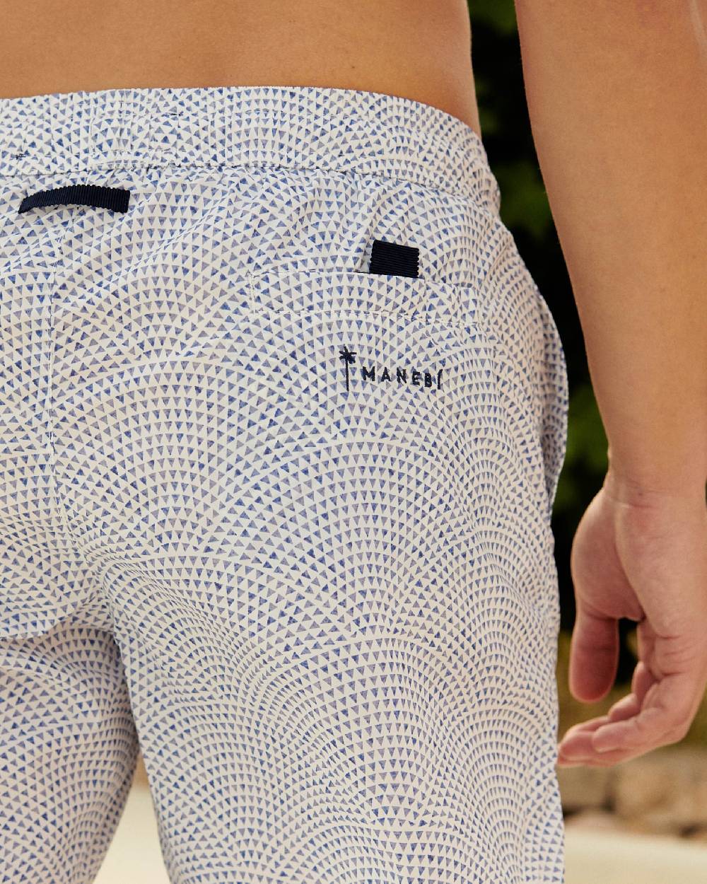 Manebí Printed Radial Triangles Swim Shorts - Recycled Ultra Light White \u0026 Triangles Online