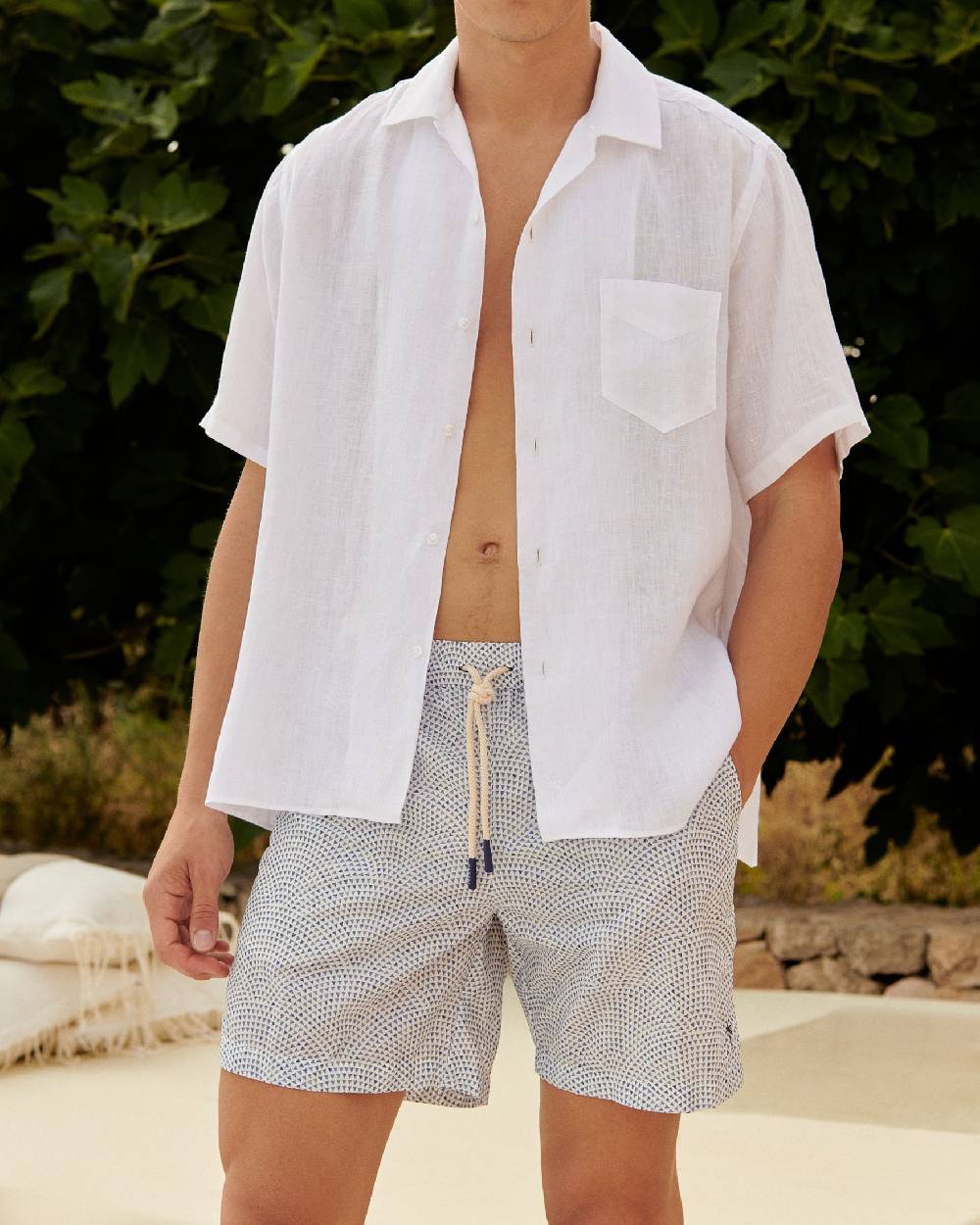 Manebí Printed Radial Triangles Swim Shorts - Recycled Ultra Light White \u0026 Triangles Online