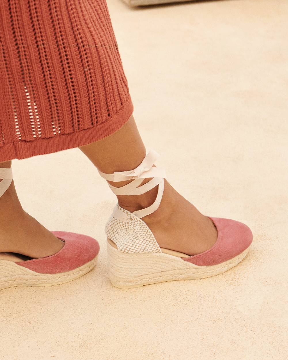 Manebí Soft Suede Low Wedge Espadrilles - Terracotta I Più Venduti