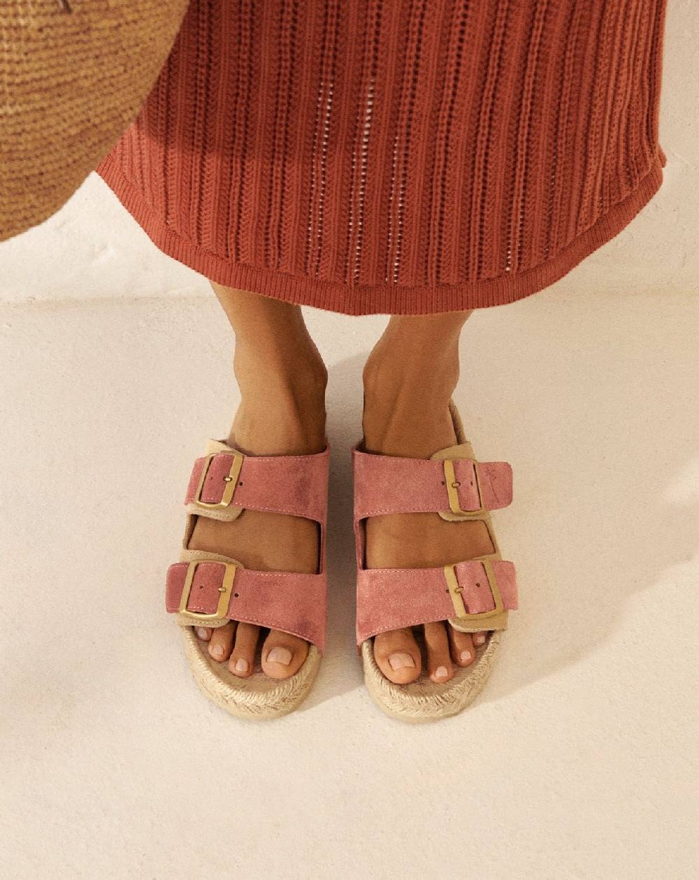 Manebí Suede Nordic Sandals - Terracotta \u0026 Champagne Beige Vendite Flash