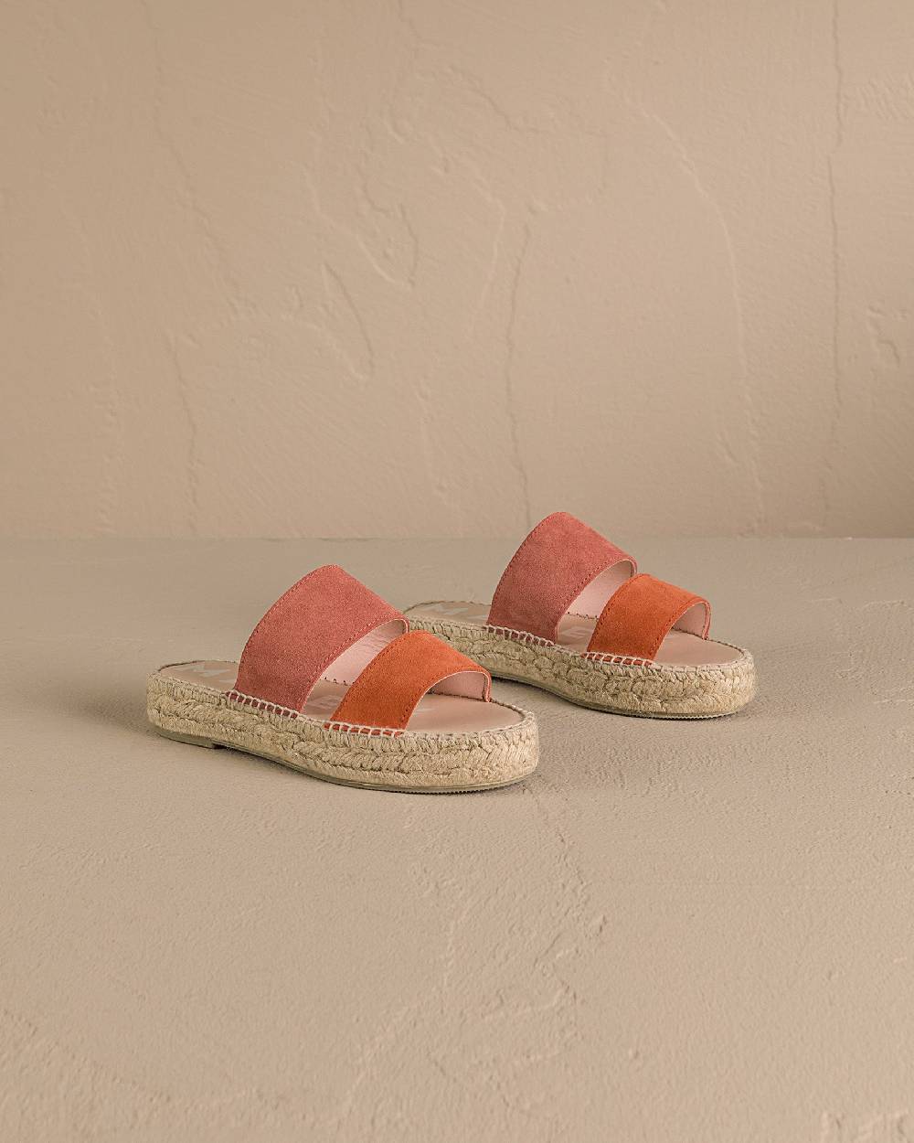 Manebí Suede Two Bands|Double Sole Sandals - Terracotta And Orange Rust Negozio
