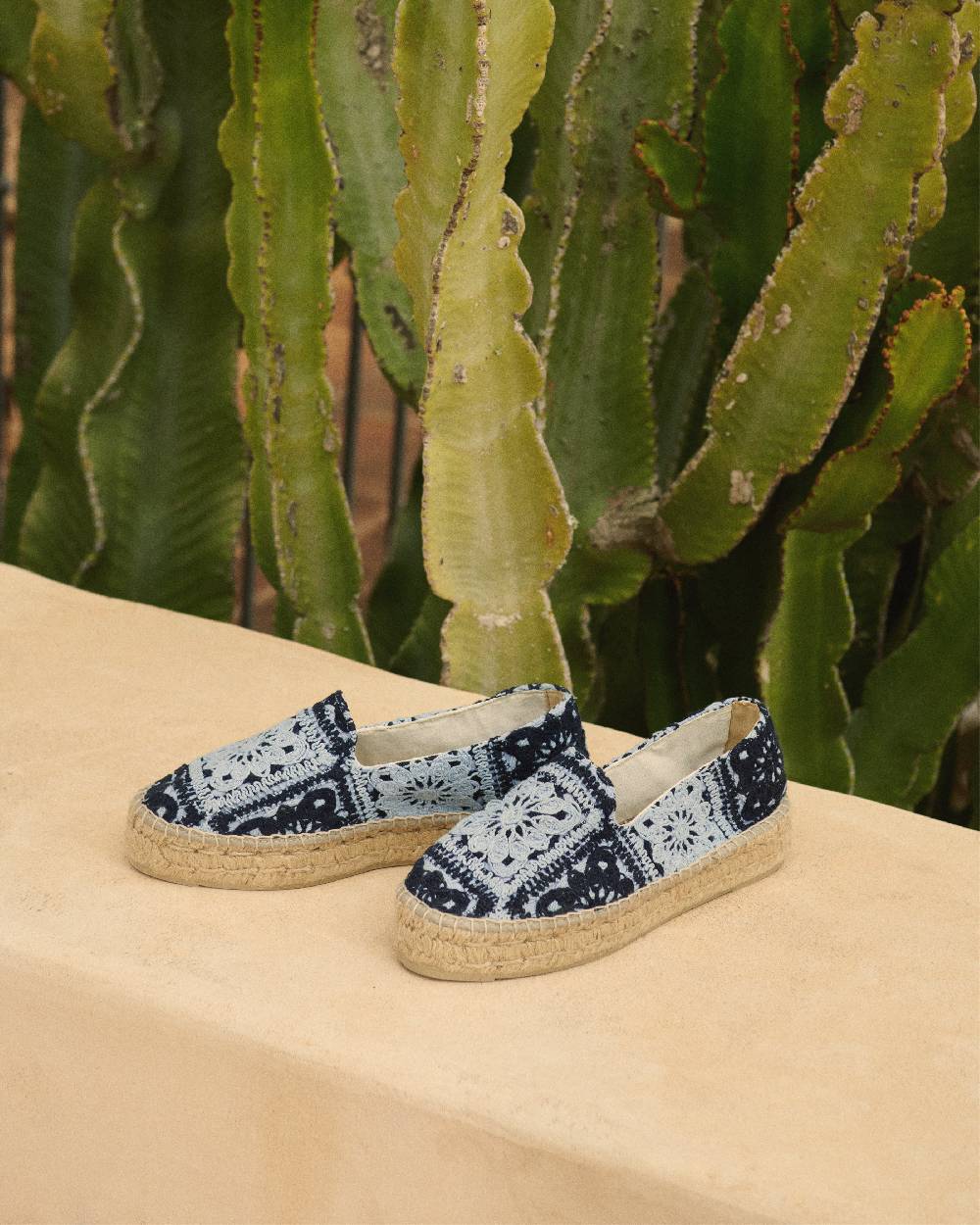 Manebí Cotton Crochet|Double Sole Espadrilles - Indigo \u0026 Navy Blue Italia