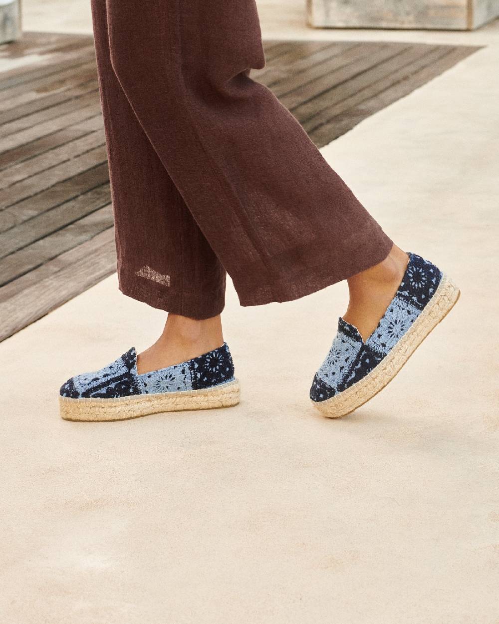 Manebí Cotton Crochet|Double Sole Espadrilles - Indigo \u0026 Navy Blue Italia