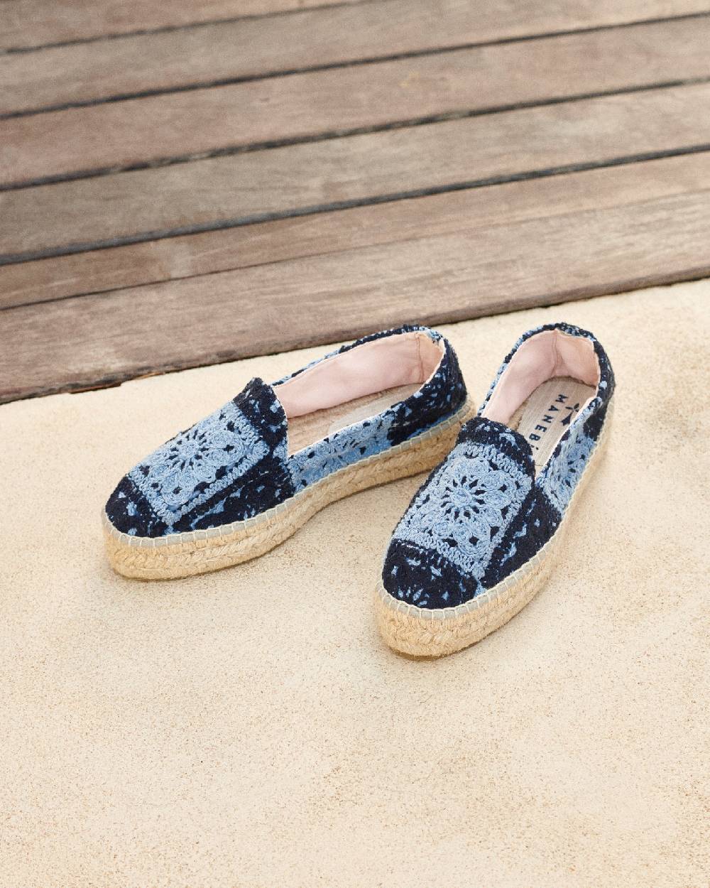 Manebí Cotton Crochet|Double Sole Espadrilles - Indigo \u0026 Navy Blue Italia