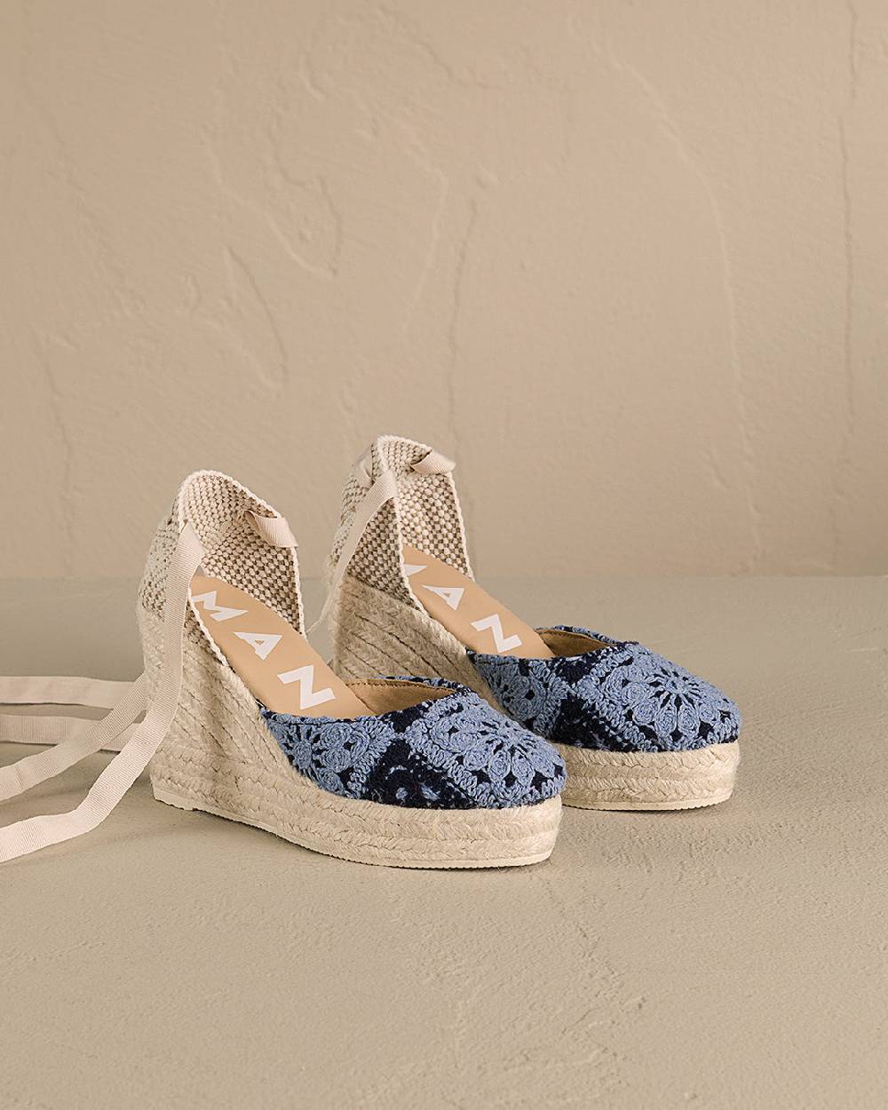 Manebí Cotton Crochet|Wedge Espadrilles - Indigo \u0026 Navy Blue 2025