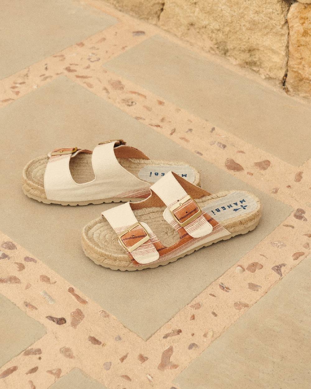 Manebí Cotton Linen And Silk Raw Fabric|Nordic Sandals - Rust Macro Stripe Qualità