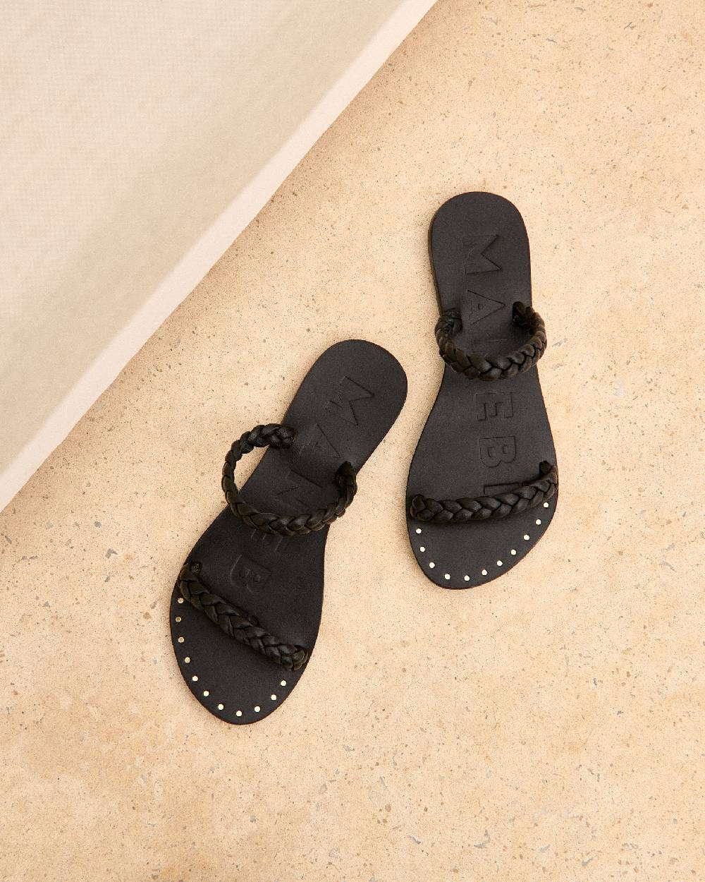 Manebí Leather Two Bands Sandals - Canyon Black Qualità Garantita