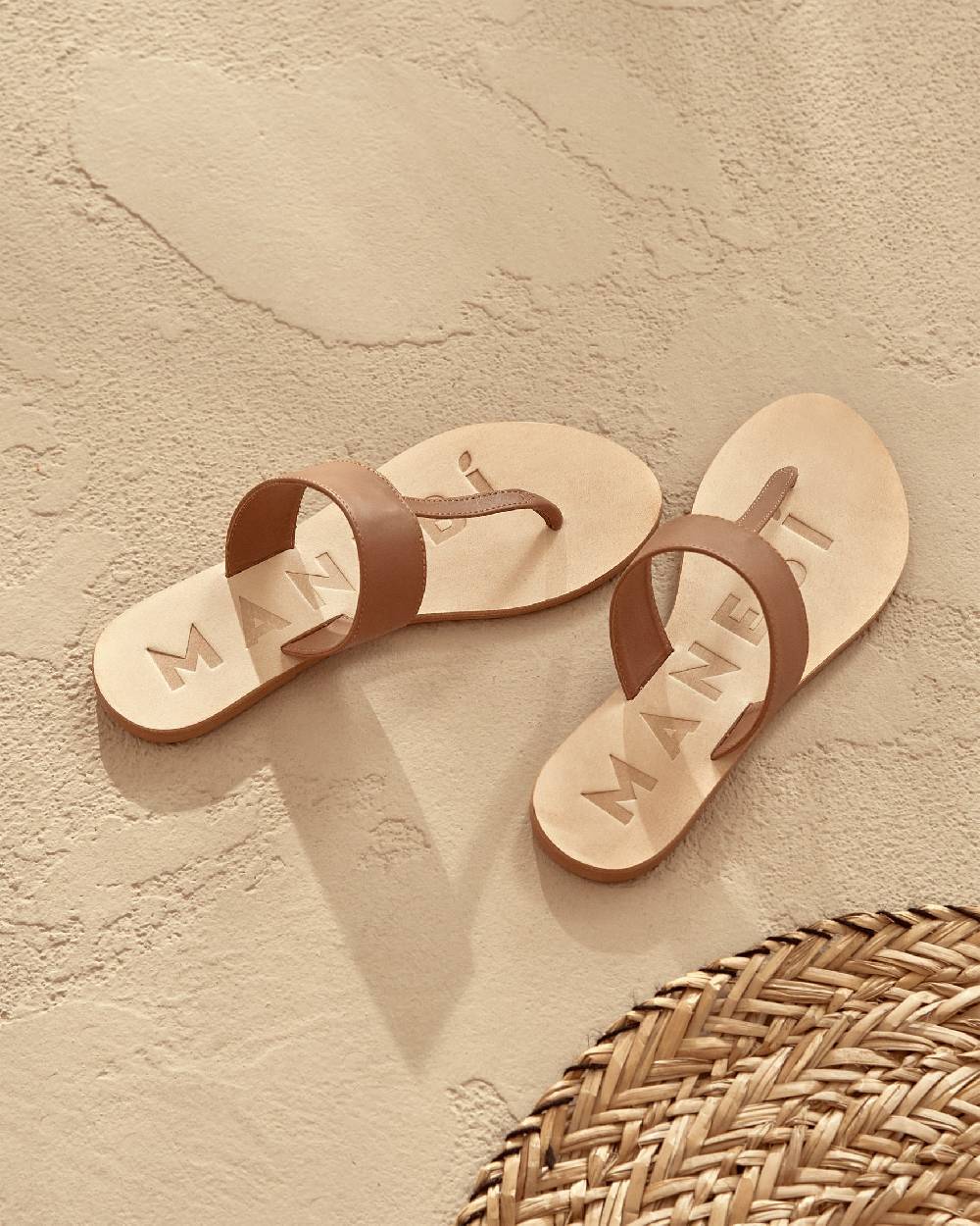 Manebí Leather Sandals - Canyon Tan Thongs Negozi Online