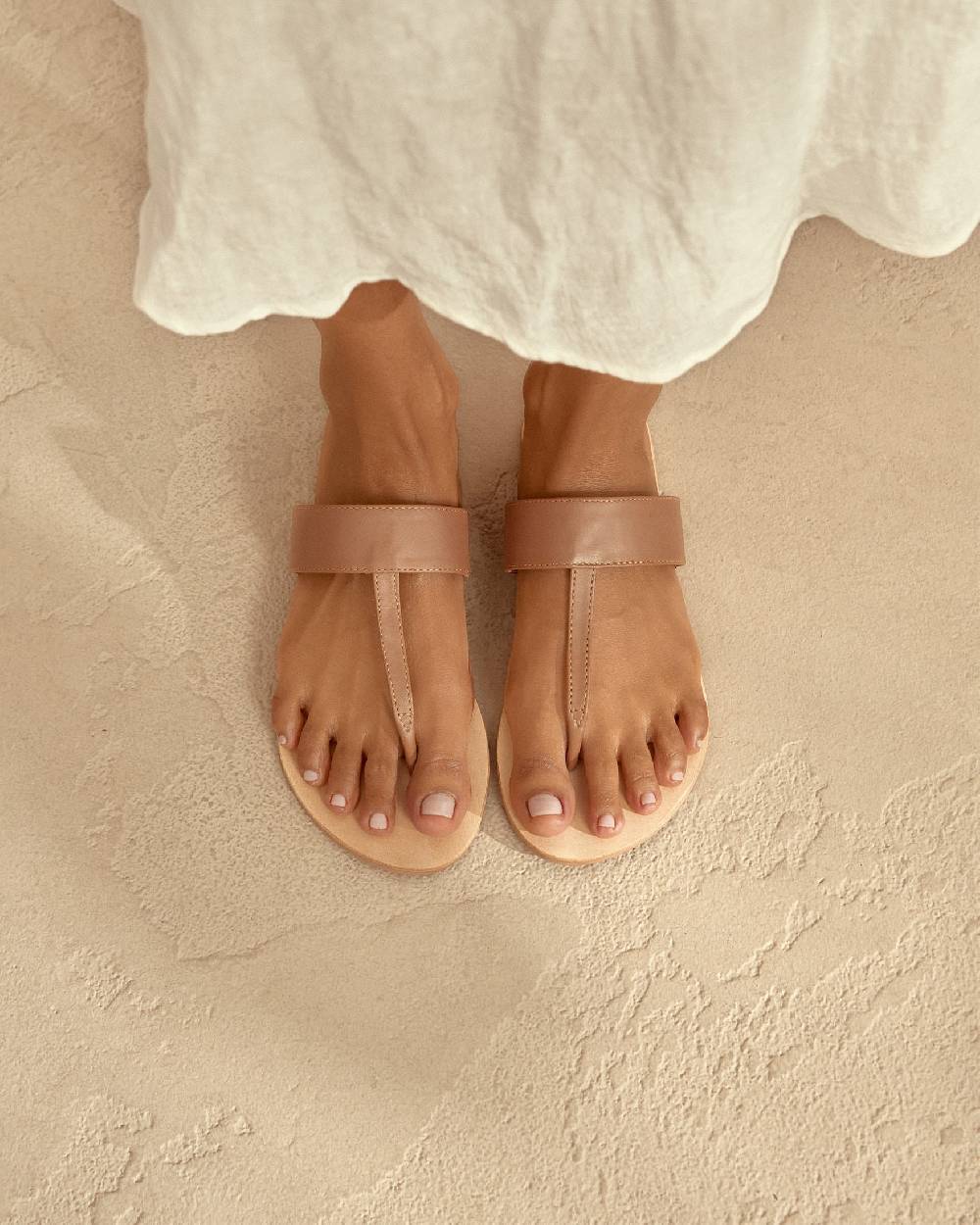 Manebí Leather Sandals - Canyon Tan Thongs Negozi Online