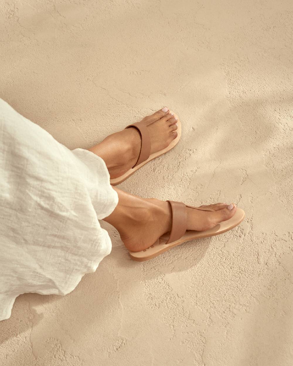 Manebí Leather Sandals - Canyon Tan Thongs Negozi Online