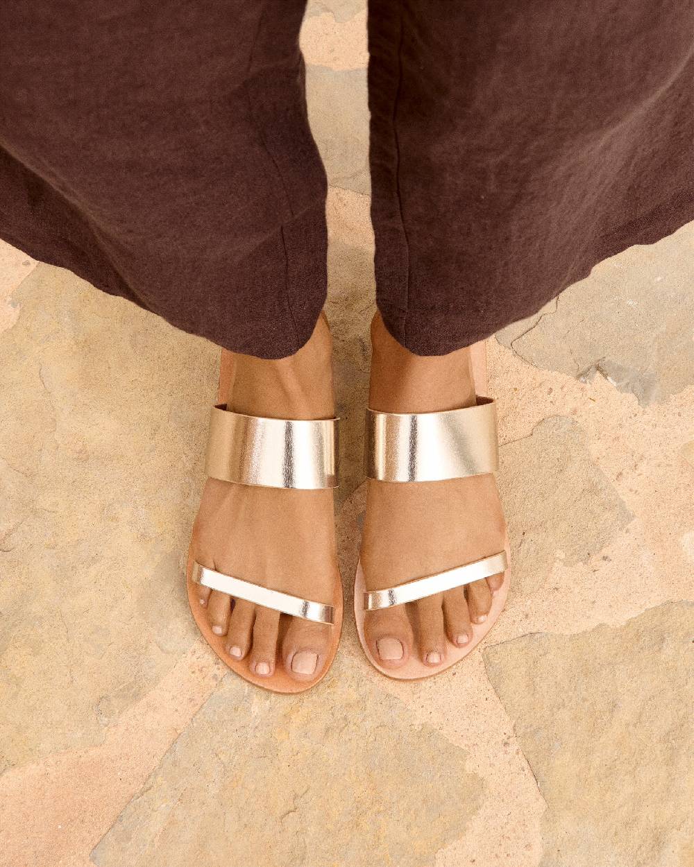 Manebí Leather Two Bands Sandals - Platinum Promozione Limitata
