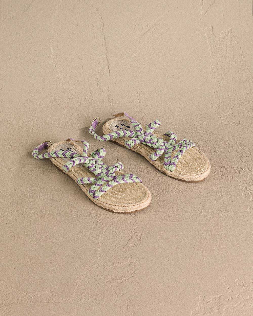 Manebí Jute Tie-Up Rope Sandals - Sage And Wisteria Lilac Affare Del Giorno