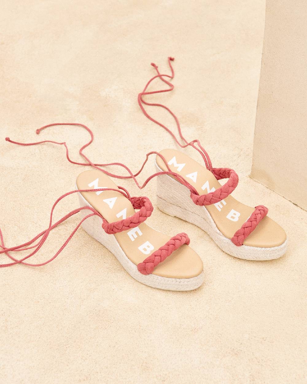Manebí Soft Suede Two Braided Bands|Wedge Espadrilles - Terracotta Online