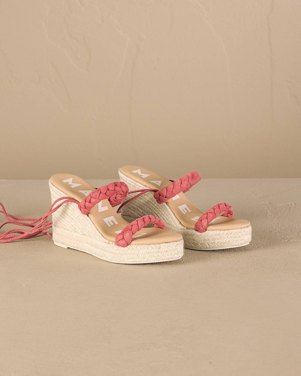 Manebí Soft Suede Two Braided Bands|Wedge Espadrilles - Terracotta Online